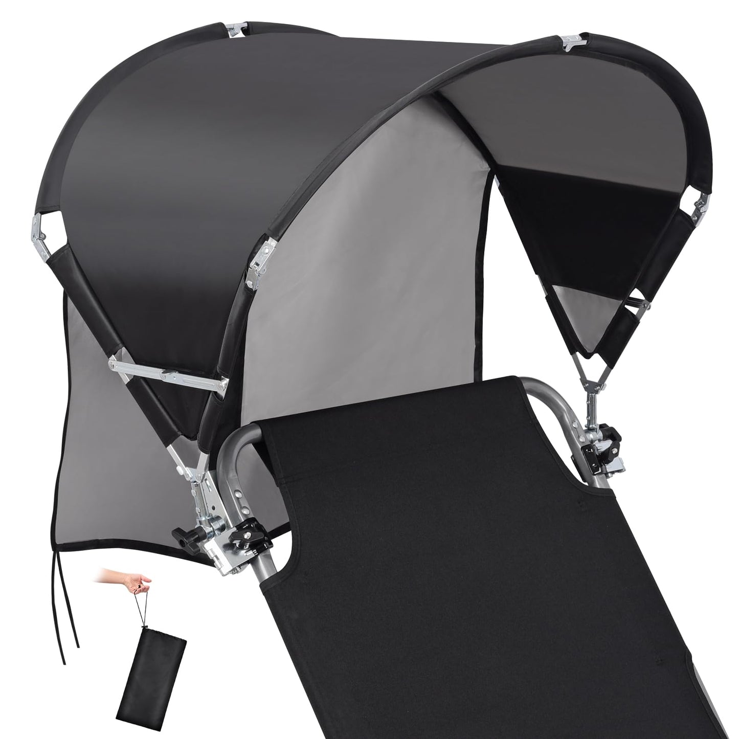 Universal Wind-Resistant Chair Umbrella Canopy, Foldable Portable UPF 50+ Sun Shade Attachment with Adjustable Clamp, Fits Most Beach, Camping, Lawn, Sports, Tanning, Zero Gravity Chairs, Patented