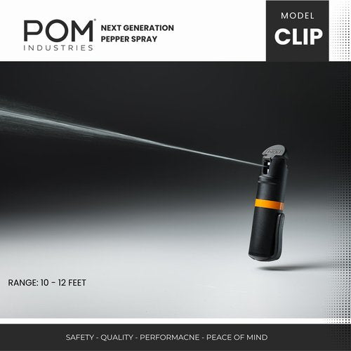 POM Pepper Spray Combo Pack Clip & Keychain - Maximum Strength OC Spray Self Defense- Tactical Compact & Safe Design - 25 Bursts & 10 ft Range - Stream Spray Pattern