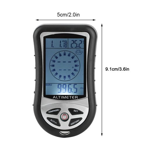 Barometer Altimeter, Portable Compass Multifunctional Electronic Weather E Ic Boussole Electronique Altitude Altimeters for Forecast Hand Hold Hiking Camping Outdoor Lover