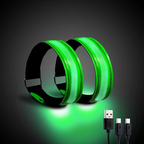 OMKHE Rechargeable LED Armband for Running(2 Pack), Light Up LED Armband, High Visibility Reflective Running Gear for Night Safety, Running Lights for Running Walking Cycling