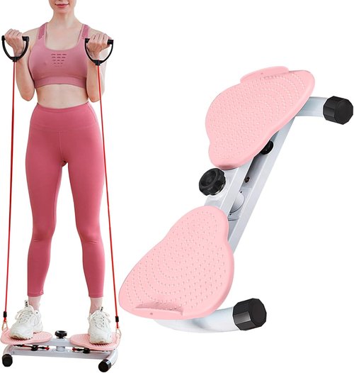 Sttlejura Waist Twist Workout Machine, Ab Machine Weight for Slim Waist and Core Ab Exercise Foot Massage and Weight Loss, Noiseless Home Gym Exercise Equipment for Women Men(Pink)