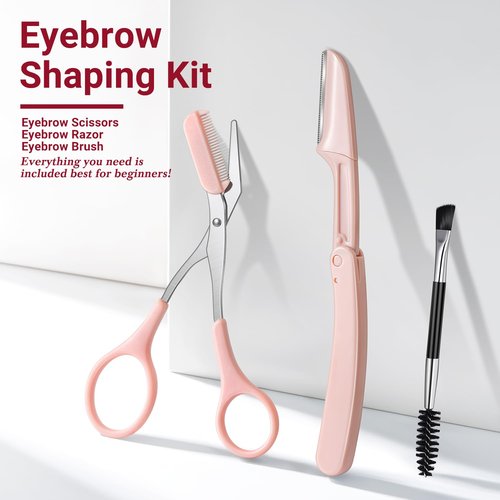 TsMADDTs Tweezers for Women Facial Hair, 8 in 1 Eyebrow Kit with Tweezers, Eyebrow Trimmer Scissors, Razor, Brush with Travel Bag, Hair Plucking Daily Beauty Tools