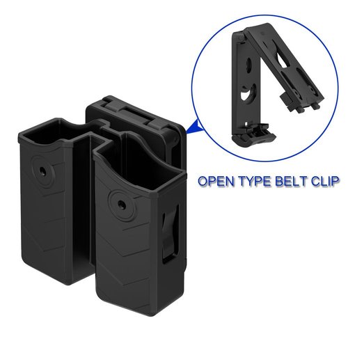 Universal Double Magazine Pouch, 9mm .40 Double Stack Mag. Holder Dual Holster with 1.5''-2'' Belt Clip for Glock Sig sauer S&W Beretta Browning Taurus H&K Most Pistol Mags