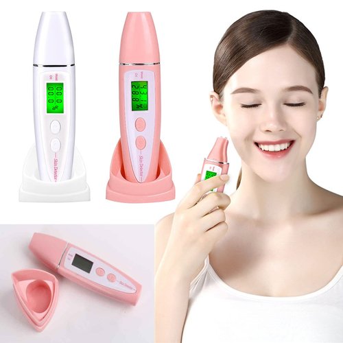 Hisocute Skin Analyzer Skin Moisture Analyzer Moisture Meter Skin Care Water Oil Tester Detector Portable for Women Digital Skin Analyzer, White