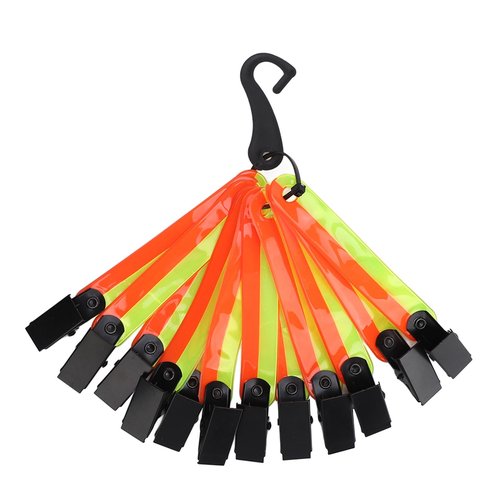 Alomejor 12PCS Reflective Hanging Trail Markers, Lightweight and Tree Tacks with Clips for Hiking, Running, Camping and Travel (Bicolor)