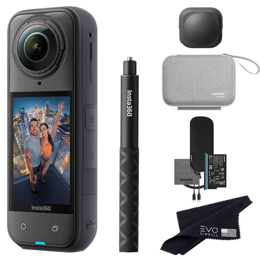 Insta360 X5 Travel Bundle-8K Waterproof 360 Action Camera with 1/1.28" 48MP Sensors, 8K 360 HDR Video, 72MP 360 Photo, 4K Single-Lens |Bundle Includes Travel Case, Selfie Stick, Lens Cap (No Card)
