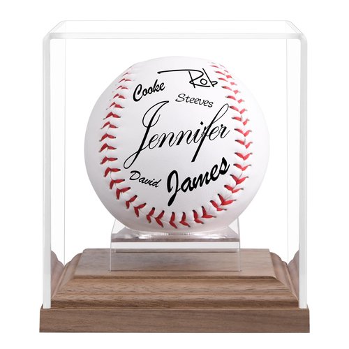 Baseball Display Case Walnut Wood Base Acrylic Baseball Case Display for Balls Uv Protection Baseball Holder Cube Box Stand Memorabilia Autograph Ball, Ideal Gift for Official Size Ball Display