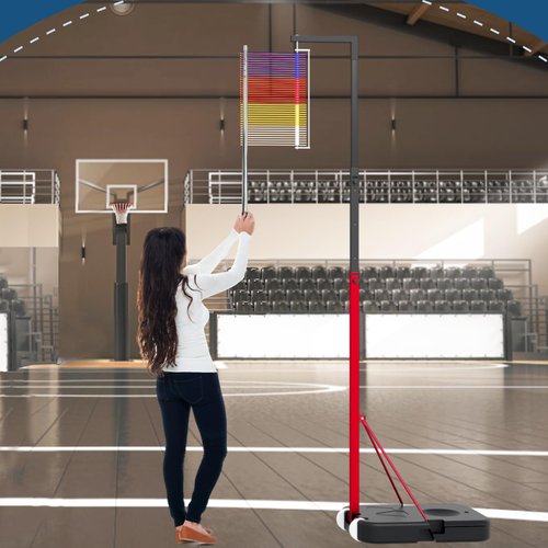 ZELLOXY Vertical Jump Measuring Tool, 4.9-12.6 FT Adjustable Vertical Jump Tester for Volleyball, Slam Training Aid, Floor Standing Jump Training Equipment for School, Gym (Normal)