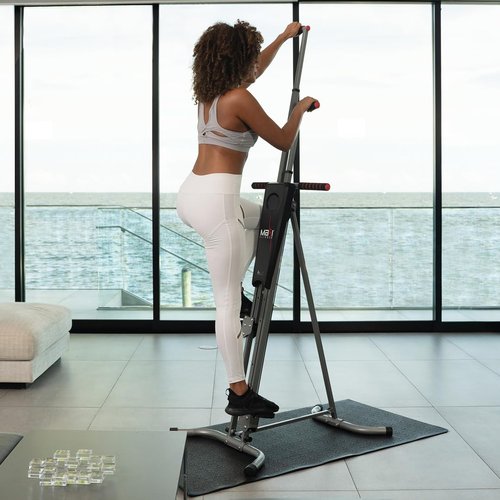 MaxiClimber 2.0 Vertical Climber Exercise Machine w/ Elastic Resistance System - Foldable Home Gym Fitness Equipment for Full Body Cardio & Strength Training Workouts, Adjustable Height