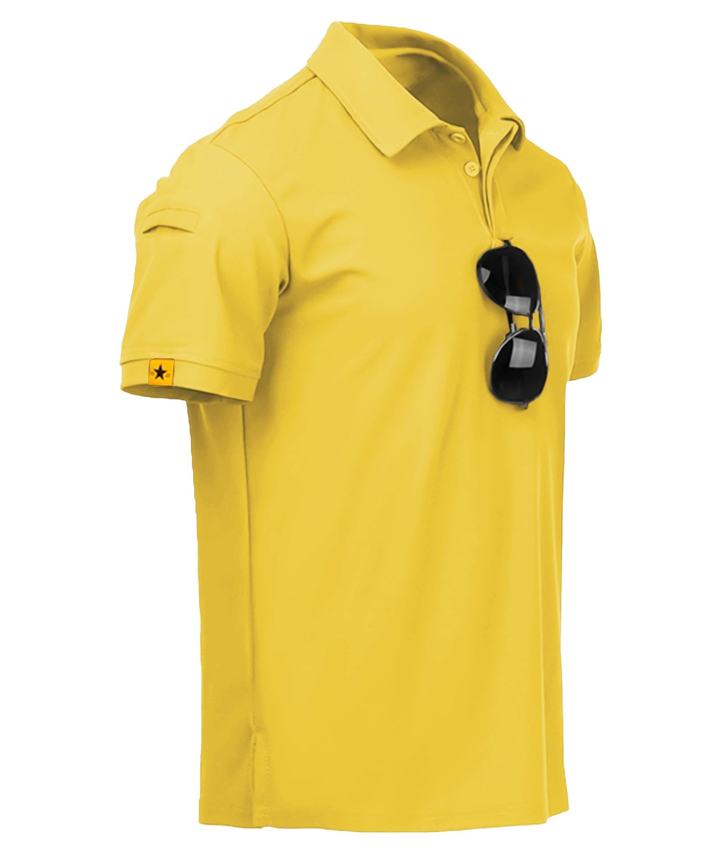 ZITY Mens Polo Shirt Short Sleeve Sports Tactical T-Shirt Athletic Golf Polos Daily Casual Stylish Collared Shirts for Men Pale Yellow 5X-Large