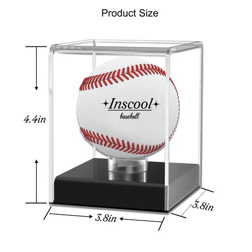 Inscool Acrylic Baseball Display Case, UV Protected Clear Display Cube, Memorabilia Baseball Case (Rounded Base)