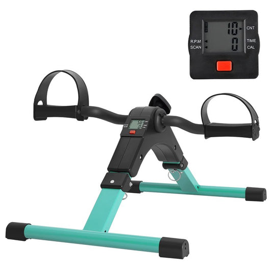 Folding Pedal Exerciser Mini Exercise Bike Portable Foot Peddler Desk Bike Arm and Leg Peddler Machine with LCD Monitor(Green)