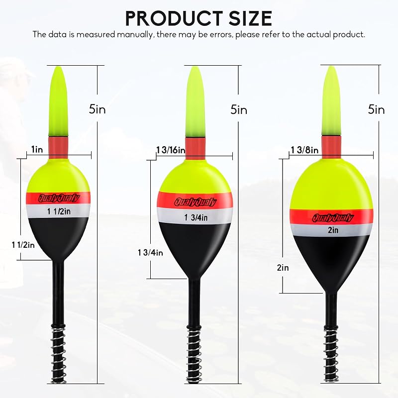 QualyQualy 1.75in LED Lighted Slip Bobber – 4pcs Glow in the Dark Fishing Floats for Crappie Walleyes