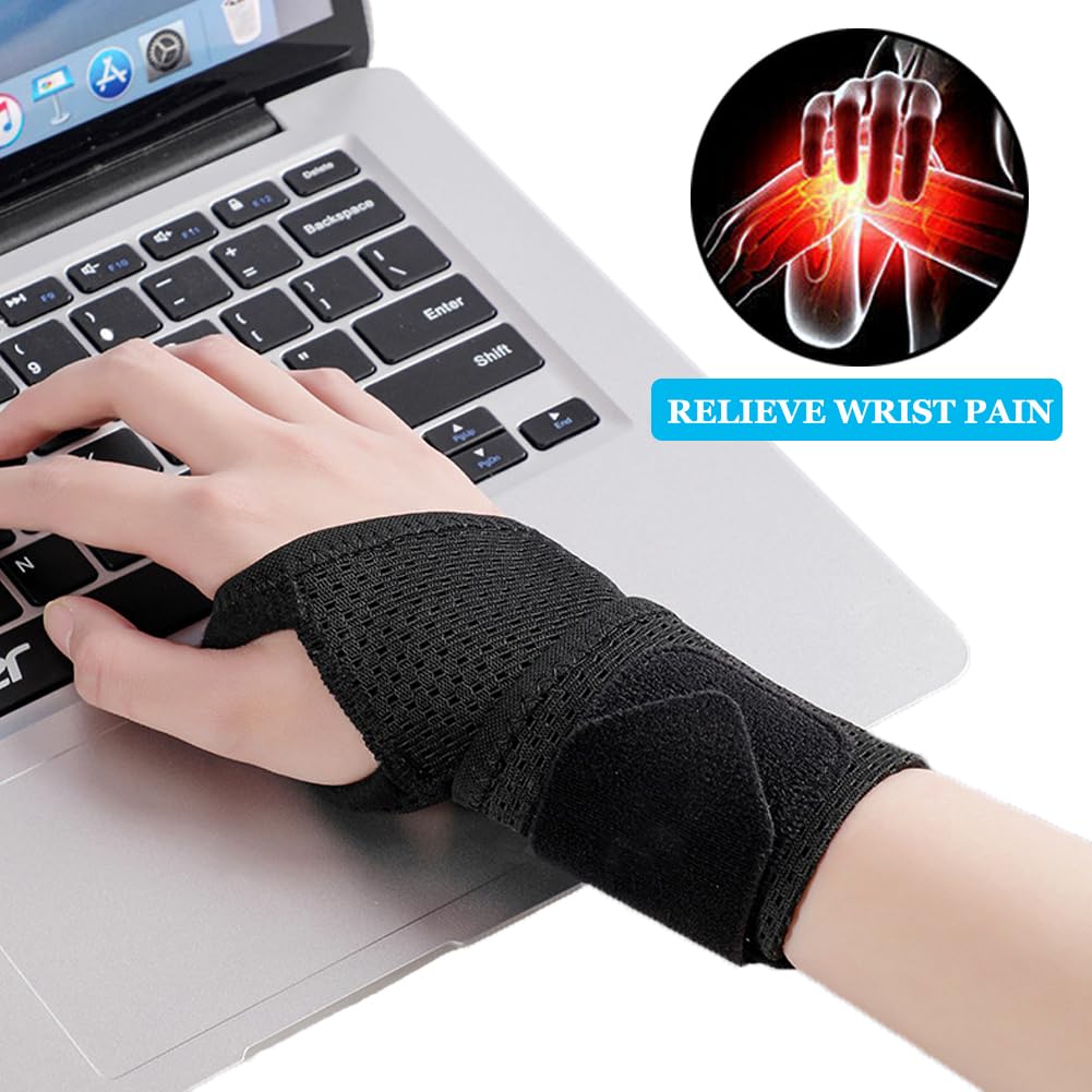 Ultra-Thin Wrist Brace (2Pack), Breathable Mesh Wrist Wraps Support for Tendonitis, Arthritis, Carpal Tunnel Pain Relief, Adjustable Wrist Compression Strap for Workouts & Daily Use, Fits both hands