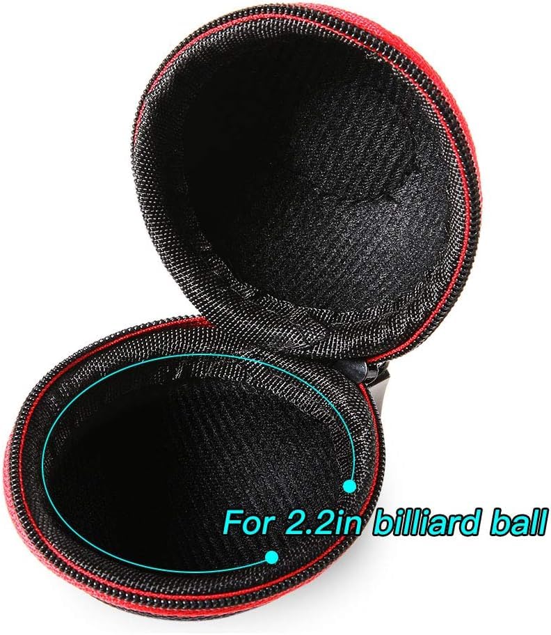 Billiard Cue Ball Holder Case with Zipper & Carabiner for 2.2 Inch Balls