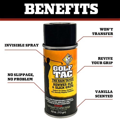 Golf Tac Grip Spray Adhesive for Golf Clubs and Golf Gloves, Clean and Invisible Tacky Spray to Improve Grip for All Golfers, Men and Women, Youth and Adults