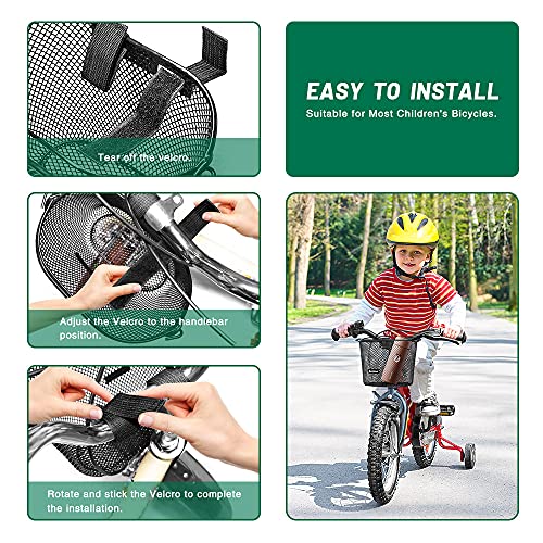 Kids Bike Basket Black Waterproof Metal Wire Bicycle Front Mount