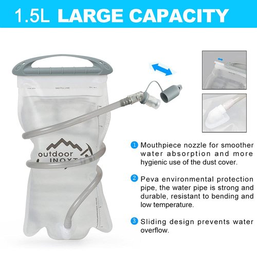 INOXTO Running Hydration Vest Backpack,Lightweight Insulated Pack with 1.5L Water Bladder Bag Daypack for Hiking Trail Running Cycling Race Marathon for Women Men (Light Gray)