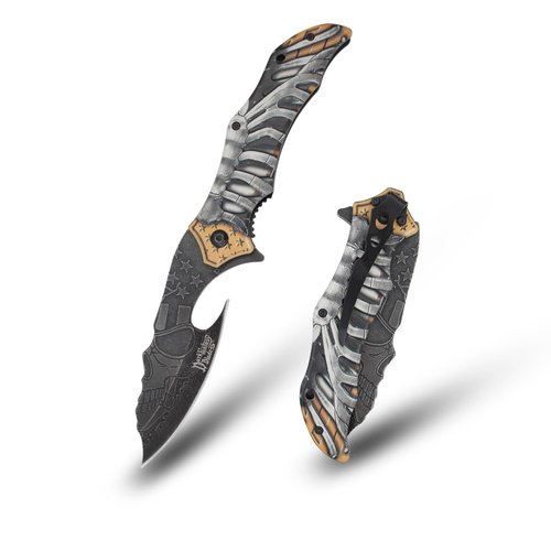 Snake Eye Tactical "Dark Fantasy Blades Heavy Duty 8.5-Inches Every Day Cary Hunting, Camping Folding Pocket-Folding EDC Knife (Gold)
