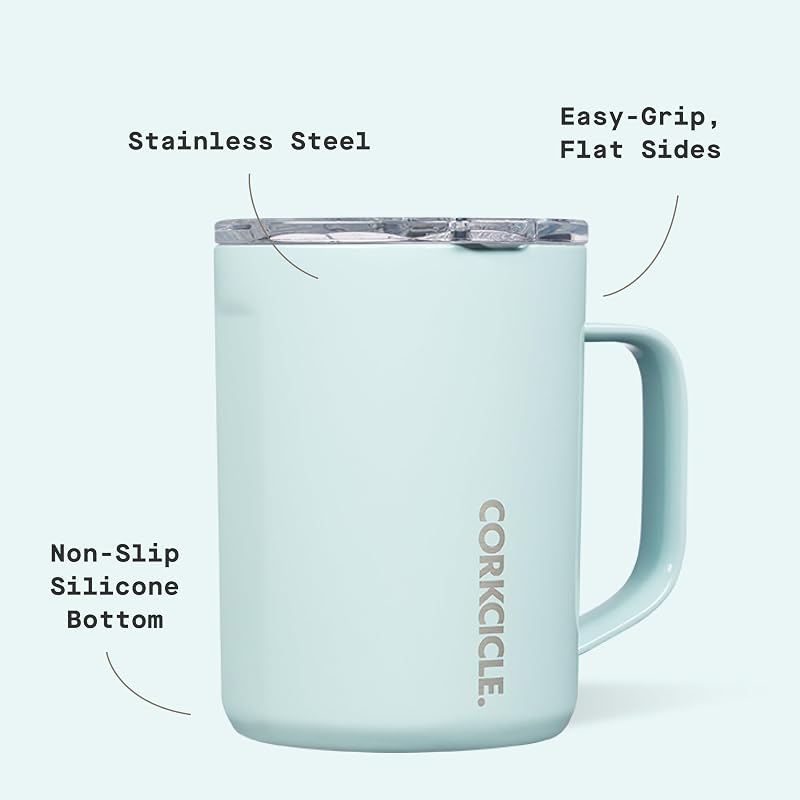 Corkcicle 16 oz Triple-Insulated Coffee Mug with Handle - Powder Blue