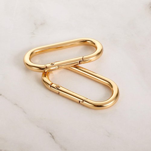 Giantree 2Pcs Gold Key Ring, Gold Carabiner, Gold Carabiner Clip Oval Snap Clip, Metal Keychain Clip for Purse Strap Alloy Round Buckle Key Hook for Bags Purse Keychain Replacement