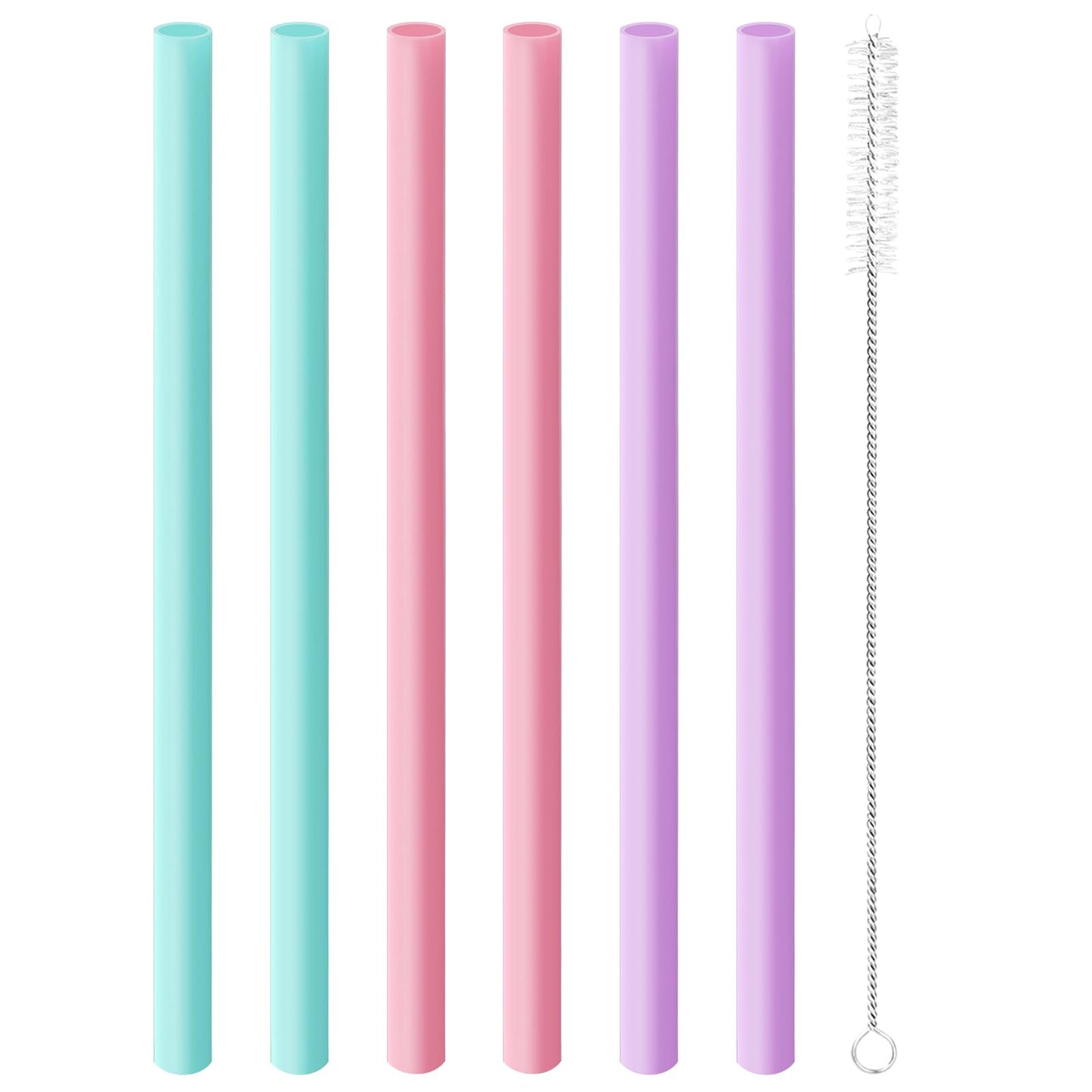 Joshey 6PCS Replacement Straws for Owala FreeSip 24oz & 32oz Water Bottles - Reusable Plastic Straws with 1 Cleaning Brush, Travel Tumbler Accessories Parts - 3 Colors (Pink, Green, Purple)