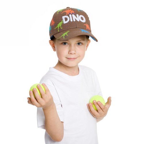 Dinosaur Hat for Boy Toddler, Adjustable Embroidery Kids Baseball Caps Age 2-8 Blue and Khaki