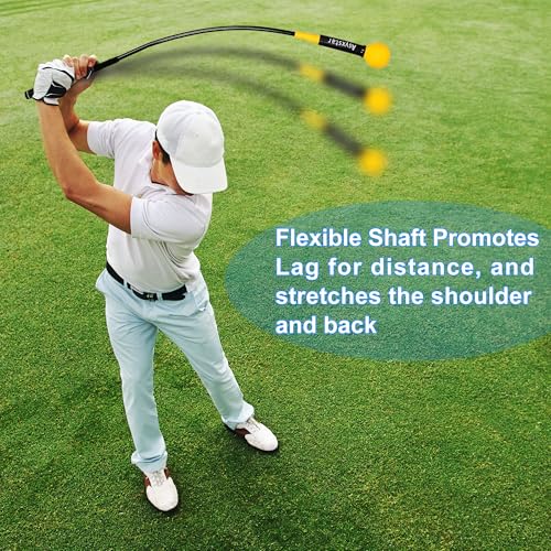 Yellow 48-Inch Golf Swing Trainer Aid for Strength Power & Tempo