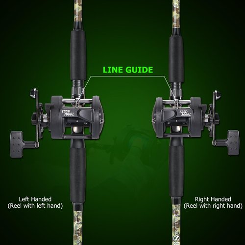 Sougayilang Fishing Rod Combo with Conventional Reel, Medium Heavy for Catfish Salmon and Steelhead Saltwater Fishing (7'6", Right)