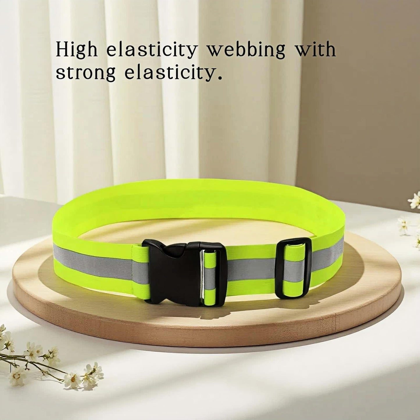 RyanDesign Reflective Safety Belt - Adjustable Military-Grade Elastic Strap for Running, Cycling, Motorcycle | High-Visibility Lime Green | Day & Night Protection (26"-50" Waist)