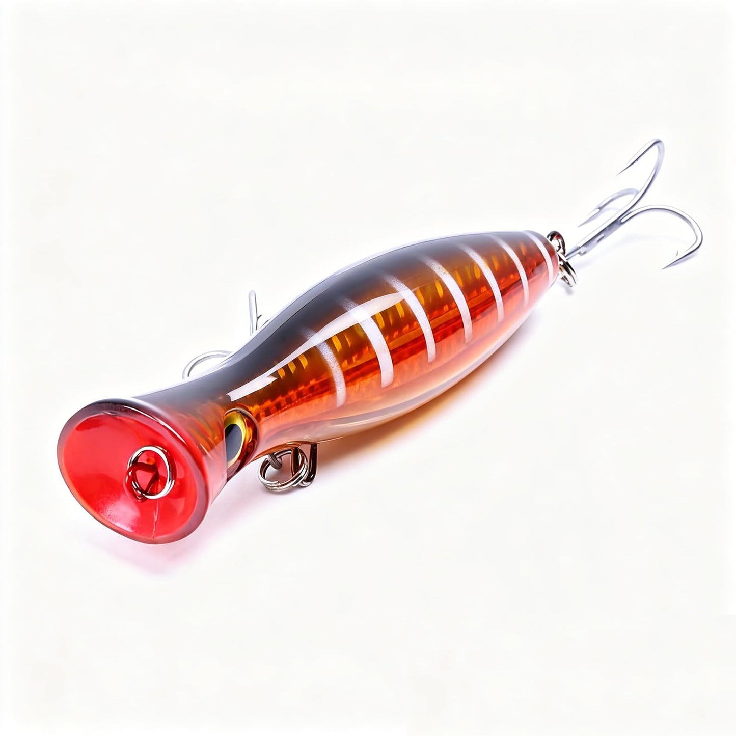 Popper Fishing Lure, JAZALIC Topwater Popper Lures 3D Eyes Fishing Accessories for Saltwater Surface Casting and Freshwater Surface Fishing, Gt Tuna Kingfish Large Predator Fish (red)