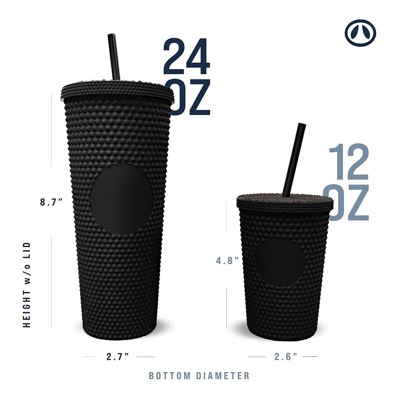 Hogg 24 oz Studded Tumbler with Lid and Straw - Glossy Pink, Glitter Rhinestone Cup