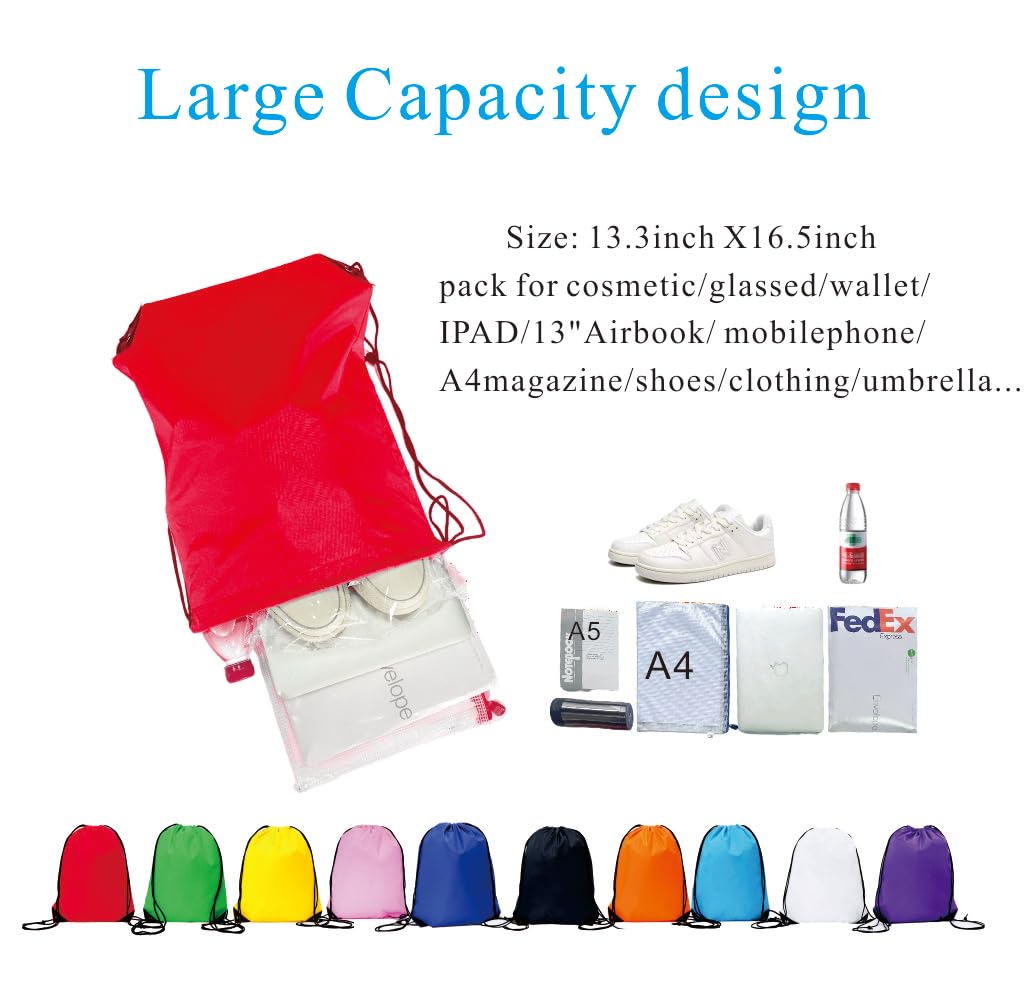 JohahaTim Drawstring Backpack Bulk 24Pcs Draw String Backpack Bags DIY Gym Sports Traveling Yoga Cinch Bag Sackpack Drawstring(green)