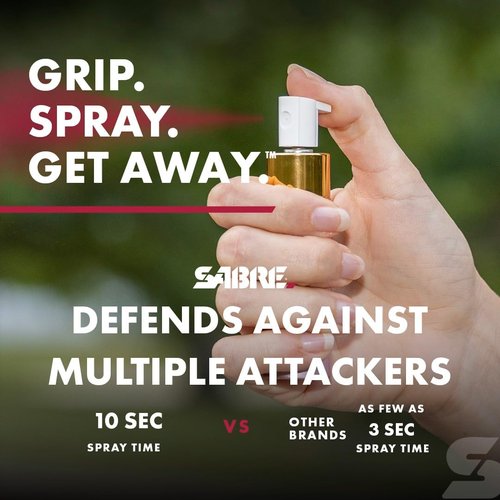 SABRE Lipstick Pepper Spray, Protect Against Multiple Threats with 12 Bursts, UV Marking Dye, The Most Discreet Pepper Spray Design, Pink