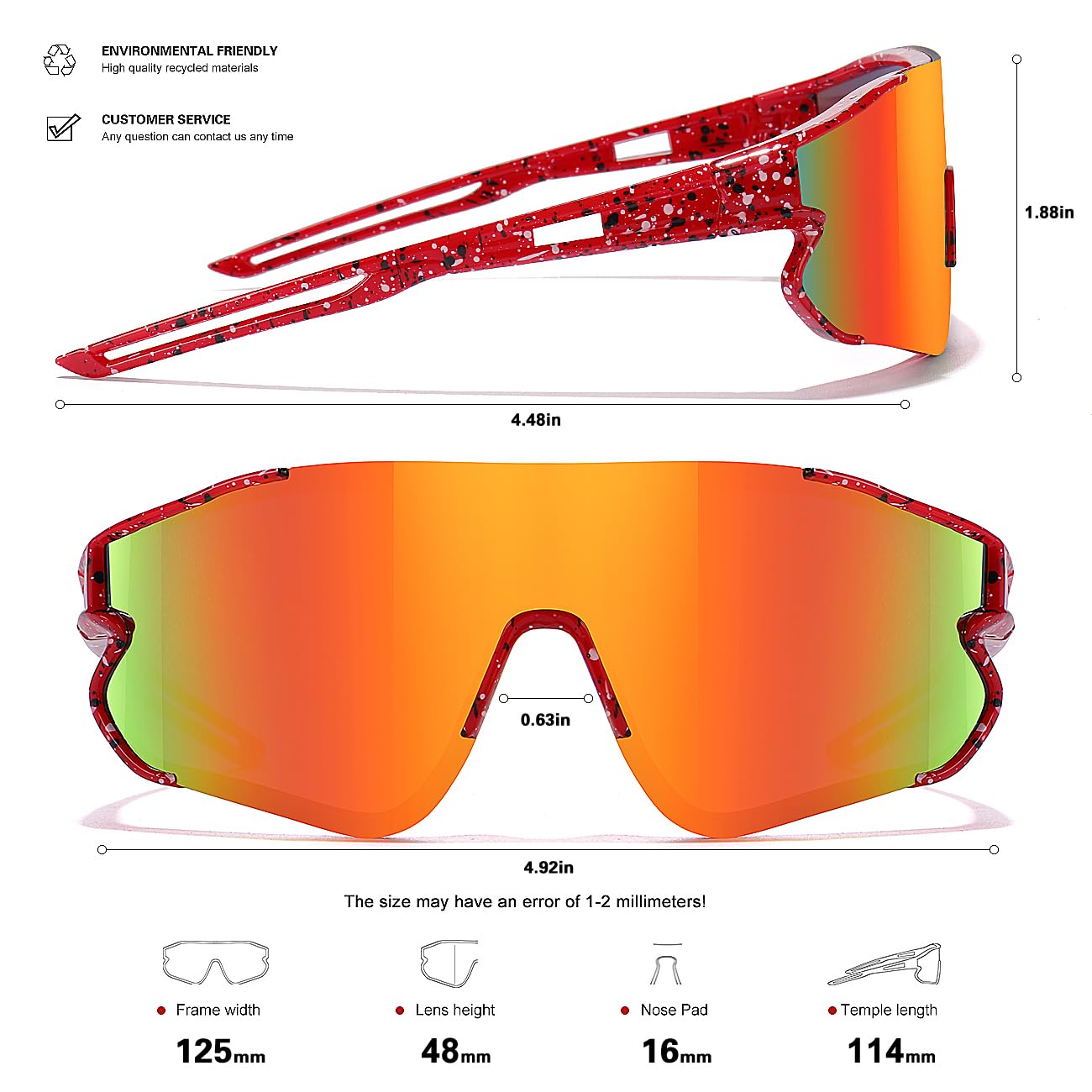 SEKKAF Kids Baseball Sunglasses for Boys Girls Youth Softball Cycling Sports Sunglasses UV400 Protection Age 5-12