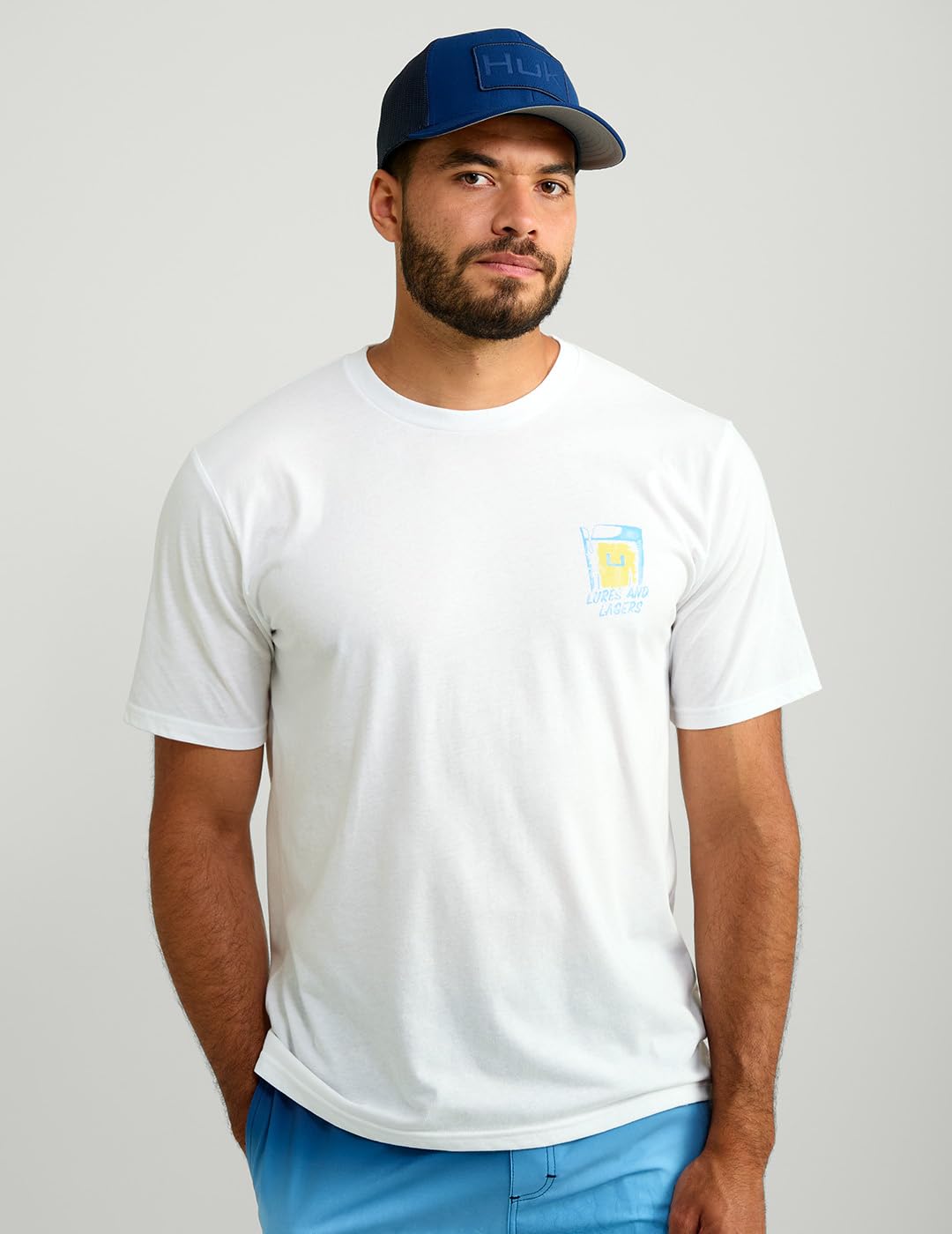 HUK Mens Fishing Graphic Tee, Performance Short Sleeve, Quick-Dry, Wando - White, Small