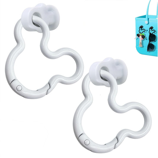 2Pcs Mouse Head Accessories Inserts Hooks for Bogg Bag Carabiner Keychain, Key Holder Charms Compatible with Bogg Bags (White 2pcs)