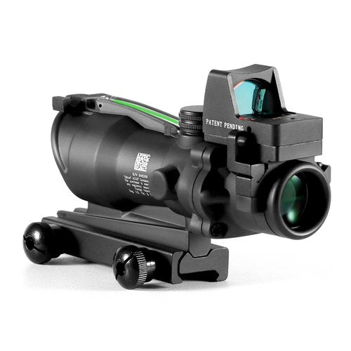 SYBESTE Adjustable 4x32 Red Dot Scope with 1x-4x Magnification, 20mm Rail Mount for Glock, Hunting & Tactical Use (Red Aiming Point)