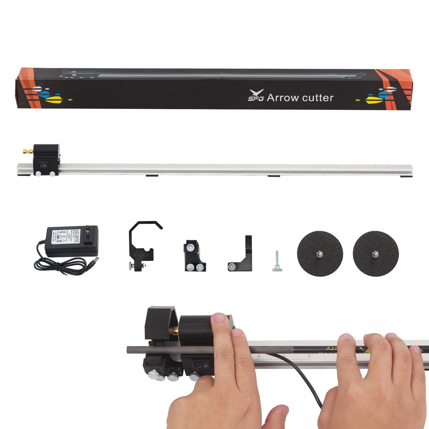 SOPOGER Archery Arrow Saw Electric Carbon Arrow Cutter Mini Reciprocating Saw Adjustable Arrow Square Cutting Building Tool for Pure Mixed Carbon & Fiberglass Arrow Shaft (Black)