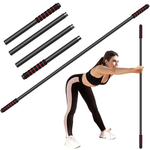 RACOC 5 ft Yoga Stick Sturdy Steel, Adjustable Stretching Stick for Mobility, Flexibility and Balance, Versatile Exercise Stick with Non-Slip Ends and Foam Handles for Fitness, and Posture