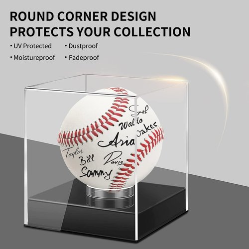 Baseball Display Case, UV Protected Acrylic Cube, Clear Case for Memorabilia and Autographed Balls (1 PC)