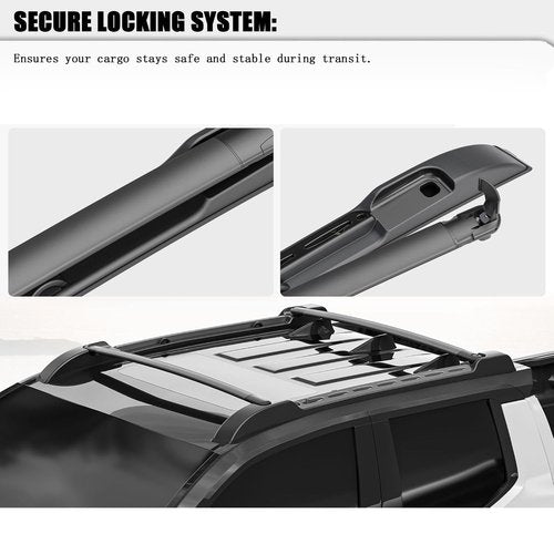 Roof Rack Cross Bars for 2024 2025 Toyota Tacoma Double Cab - Aluminum Roof Rails Crossbar for Cargo Canoe Bike Kayak Snowboard