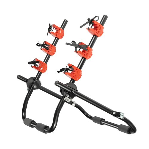 PERFERATE Foldable 3-Bike Carrier Rack Trunk Mount with Fixed Strap 88lbs Load Foldable Bike Rack for Cars for Car, SUV, Minivan & Sedan, Durable Steel Frame Durable,Rust-Free(Black+Red)