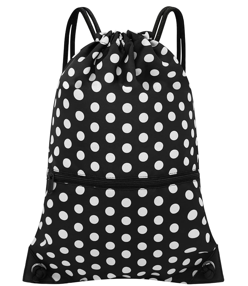 HOLYLUCK White Dot Drawstring Gym Sackpack — Lightweight Polyester Sport Backpack