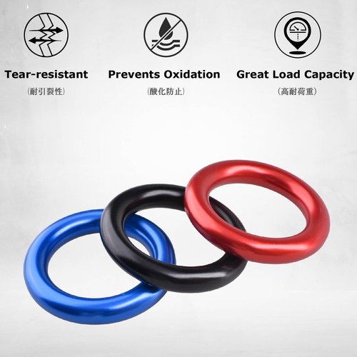 YAPJEB Rappel Ring 25kN for Rock Climbing Arborist, O-Ring Rescue Hammock Rappelling Rope and Slackline Loop, Friction Saver Equipment(Blue)