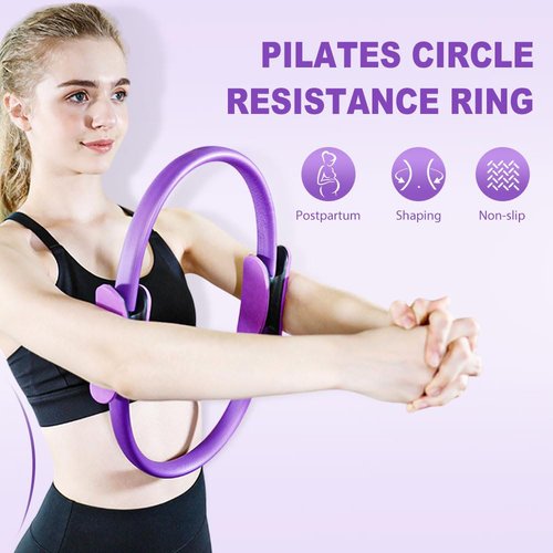 YAUNJI 12 Inch Pilates Ring Fitness Circle, 2025 New Pilates Ring Fitness Trainer for Women, Yoga Rings Home Exercise Equipment Inner Thigh Exerciser (Purple)