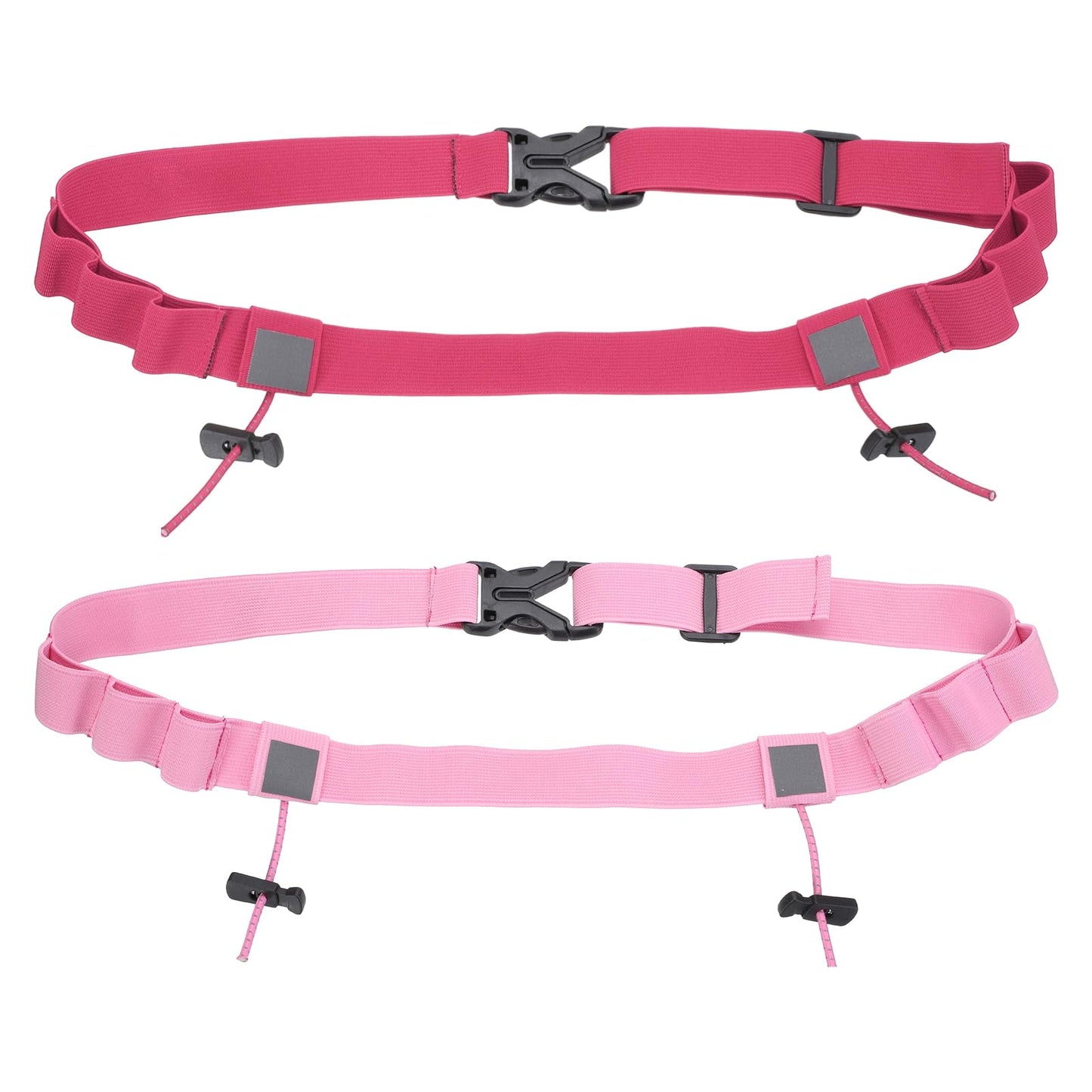 YELARXI Bib Belt, Race Belt Triathlon Running Number Holder Elastic Comfortable with 6 Gel Loops, Sport Race Bib Holder 2Pcs, Pink/Rose Red for Runners/Marathon/Cycling