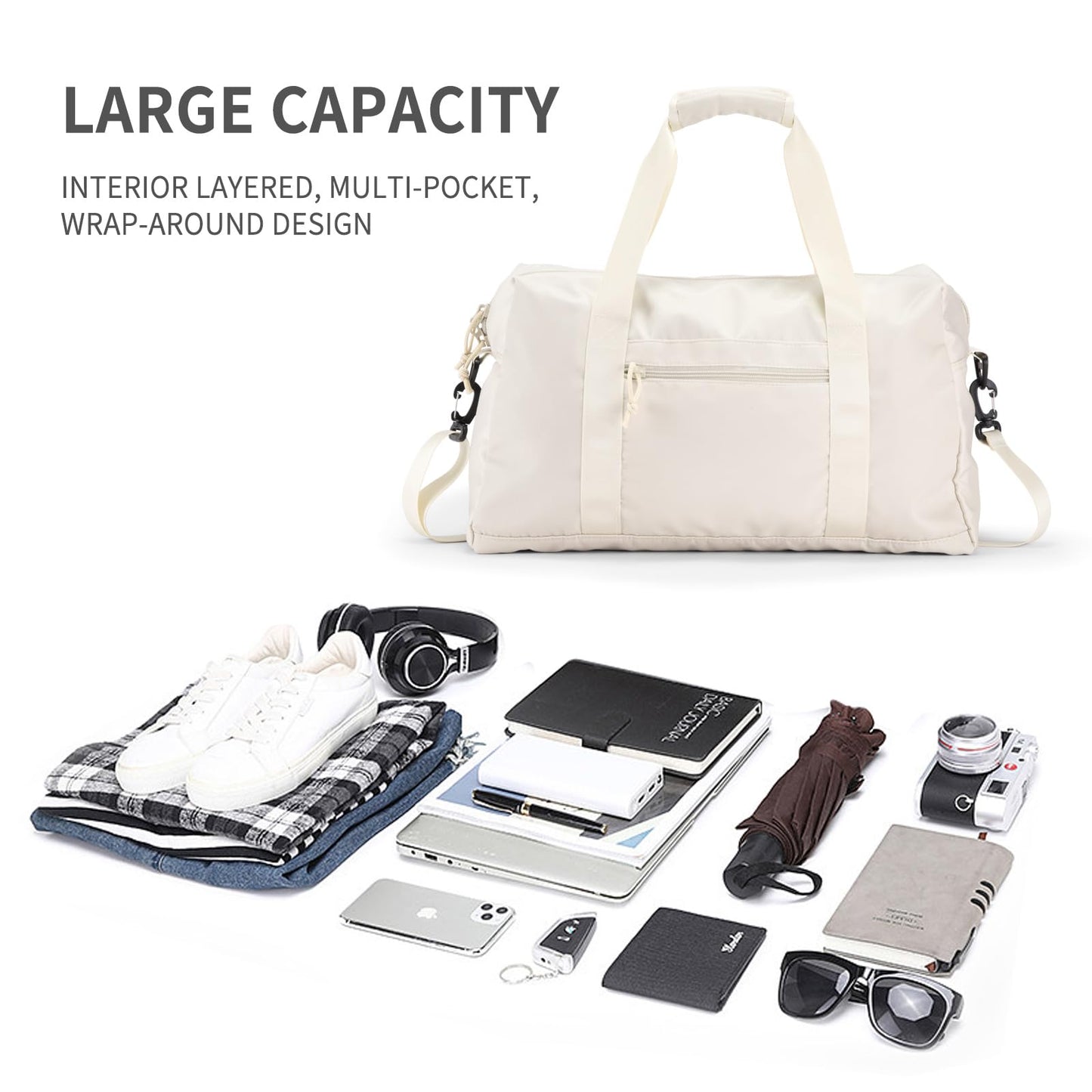 Travel Duffle Bag,Sport Gym Bag for Men And Women with Wet Pocket,Weekender Bag Carry On Tote Bags for Airplane