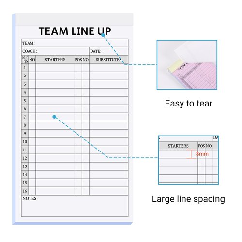 suituts 90 Sets Baseball/Softball Lineup Cards, 4 Part Carbonless, 16 Player Roster Line up Sheets for Coaches, Team, Sports (3 Pads, 4.5 x 8 Inch