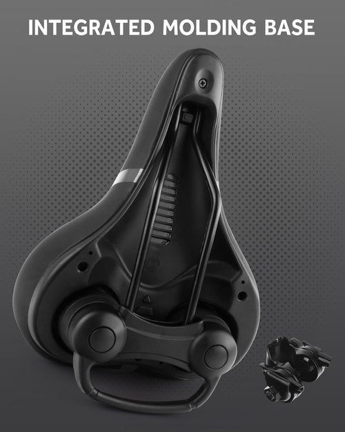 Bicycle Seat, Wide Bike Seat for Men Women, Comfort Wide Bike Saddle Replacement Memory Foam Padded Soft Bike Seat Cushion Compatible with Peloton, Mountain, City Bikes, Indoor Exercise Bikes (Gray-L)